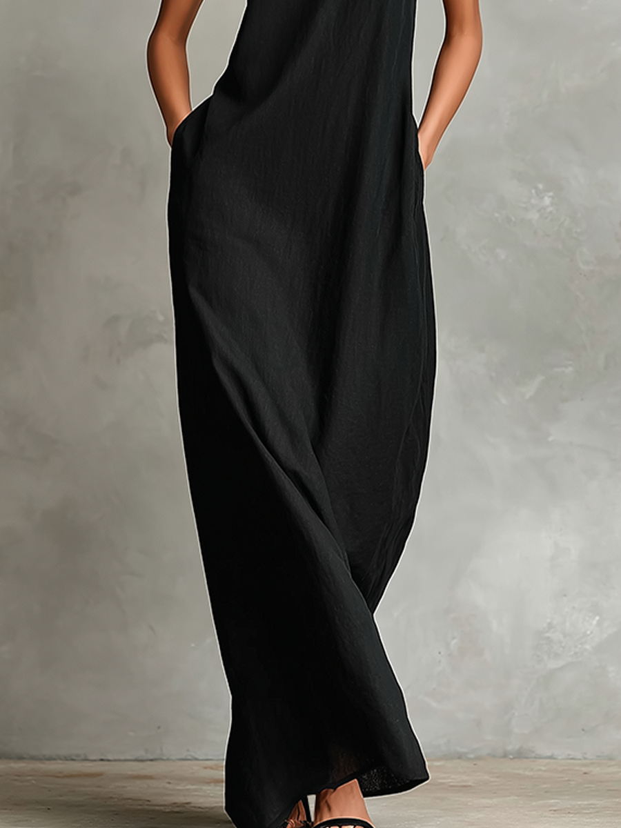 Caterina | Long Black Minimalist Dress