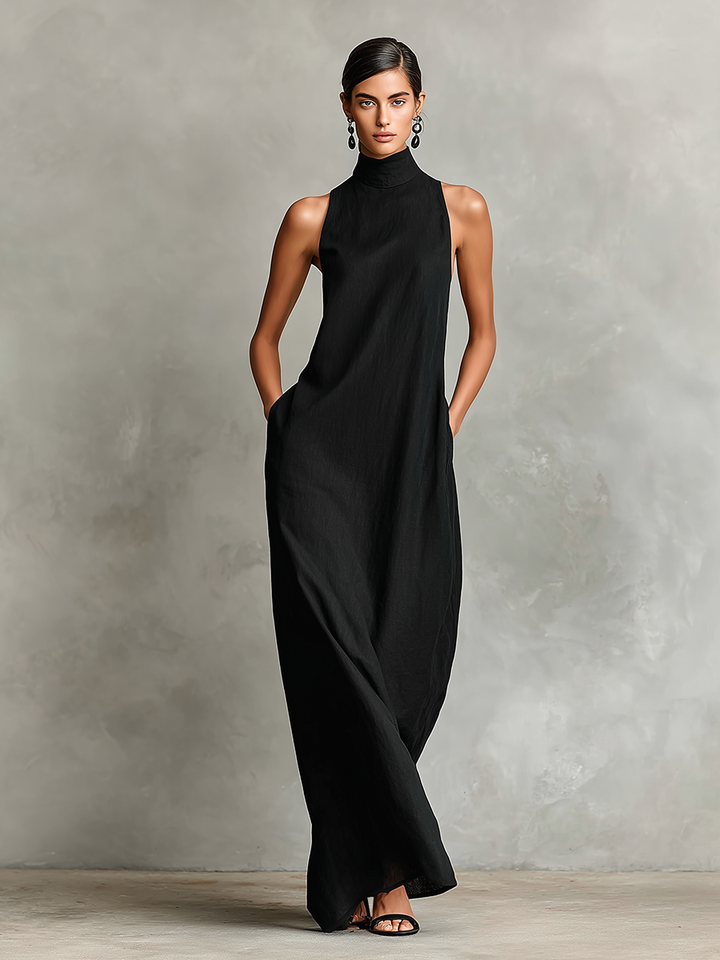 Caterina | Long Black Minimalist Dress