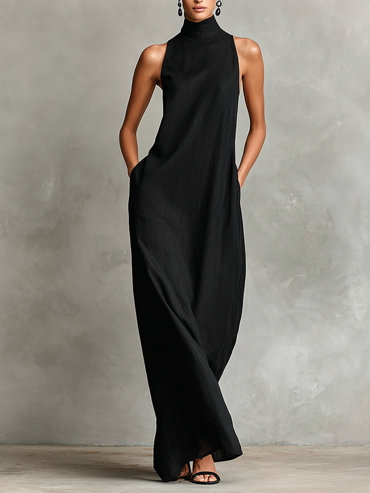 Caterina | Long Black Minimalist Dress
