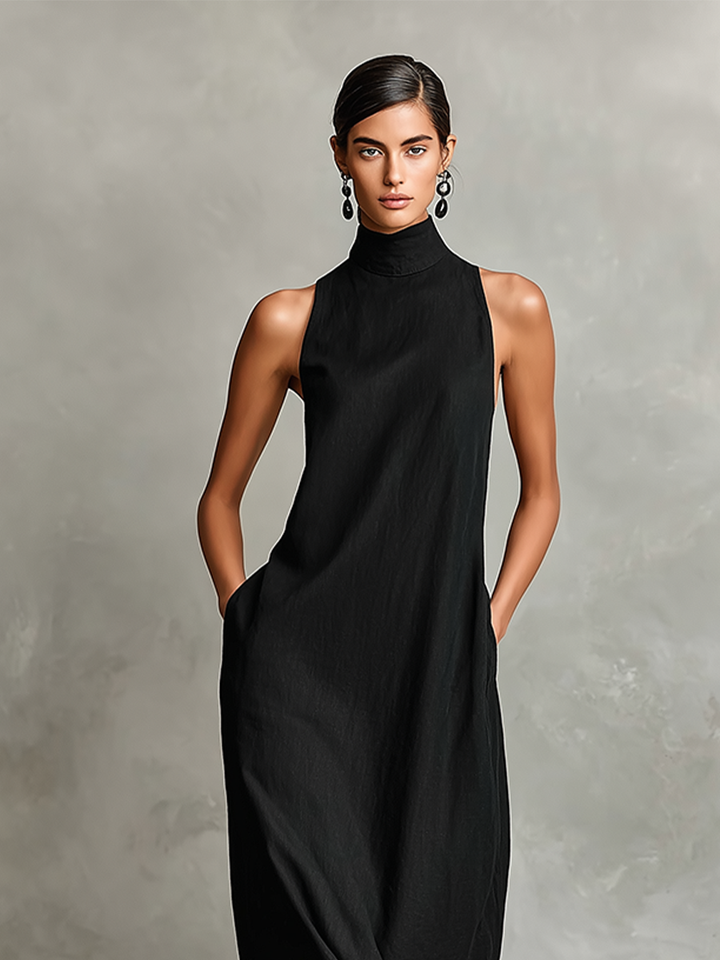 Caterina | Long Black Minimalist Dress