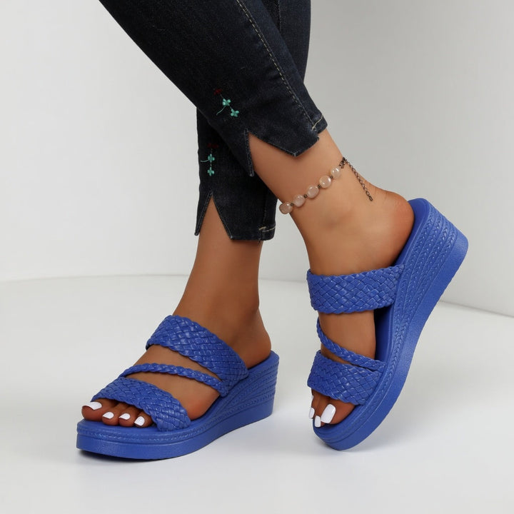 Tresseline™ — Woven wedge mule colorful summer lightness
