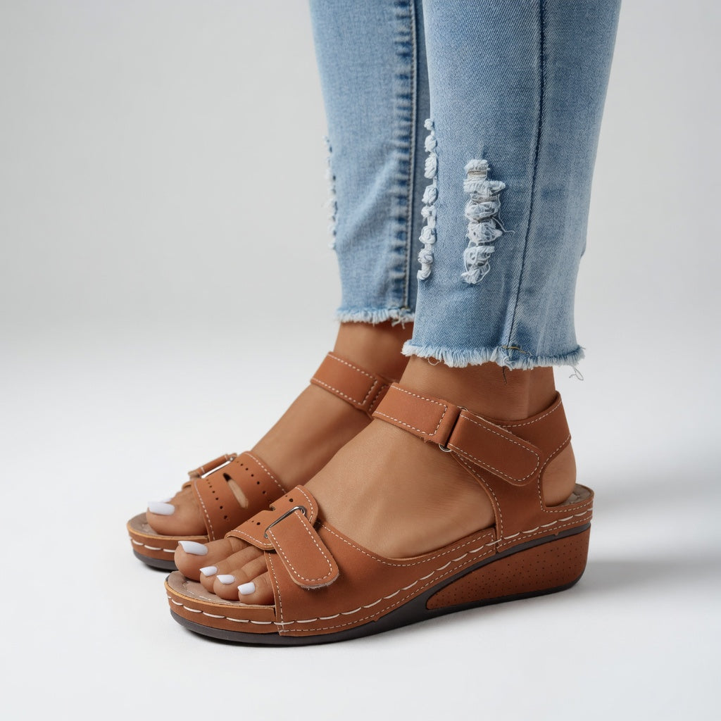 Clothilde™ — Comfortable Everyday Adjustable Wedge Sandal