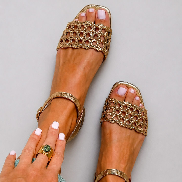 Ginevra | Perforated Golden Sandals