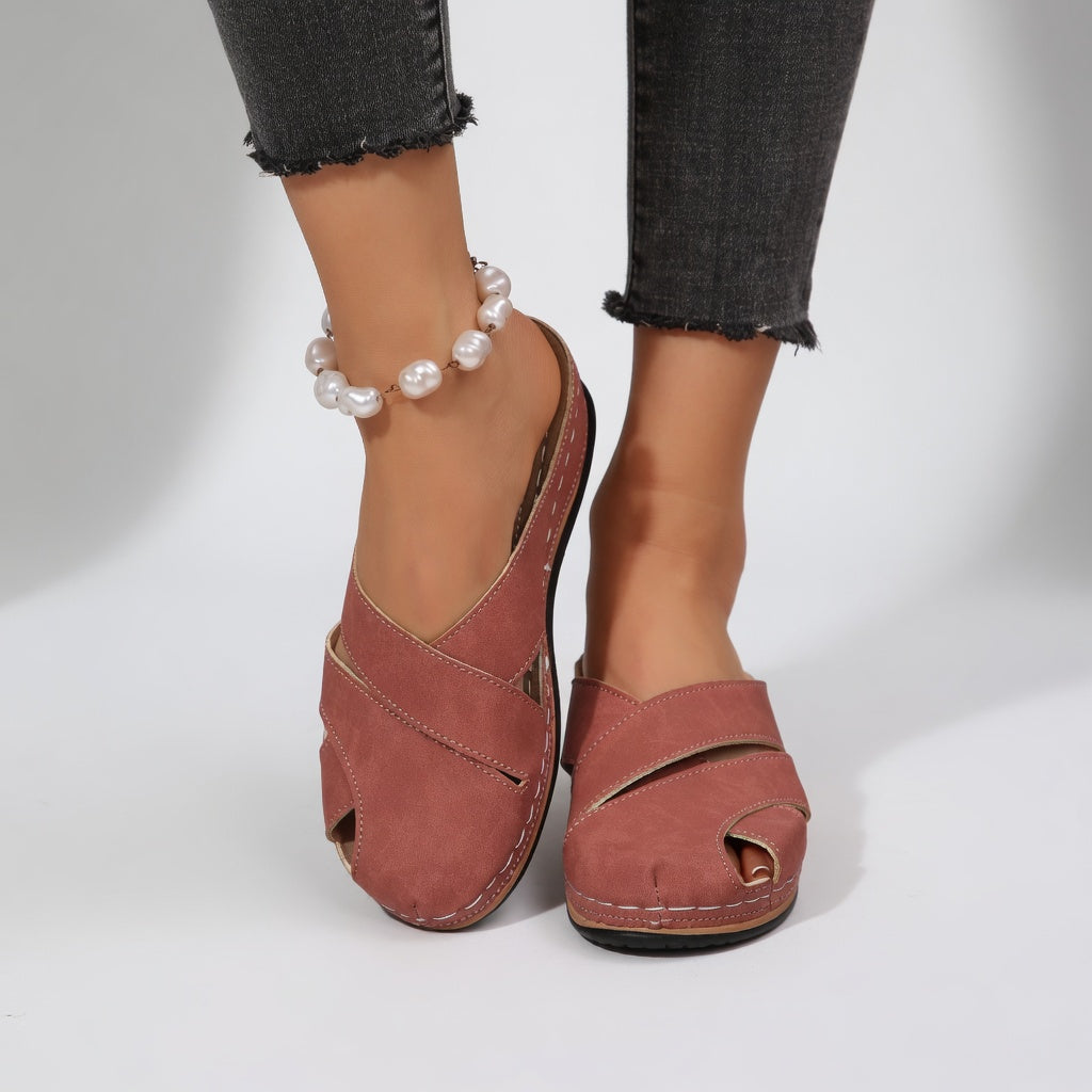 Clémentille™ — Cut-out mule with low heel, natural comfort, elegant