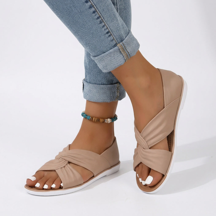 Orinthie™ — Cross-Strap Flat Mule for Everyday Natural Comfort