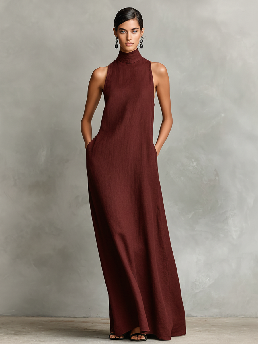 Caterina | Long Black Minimalist Dress